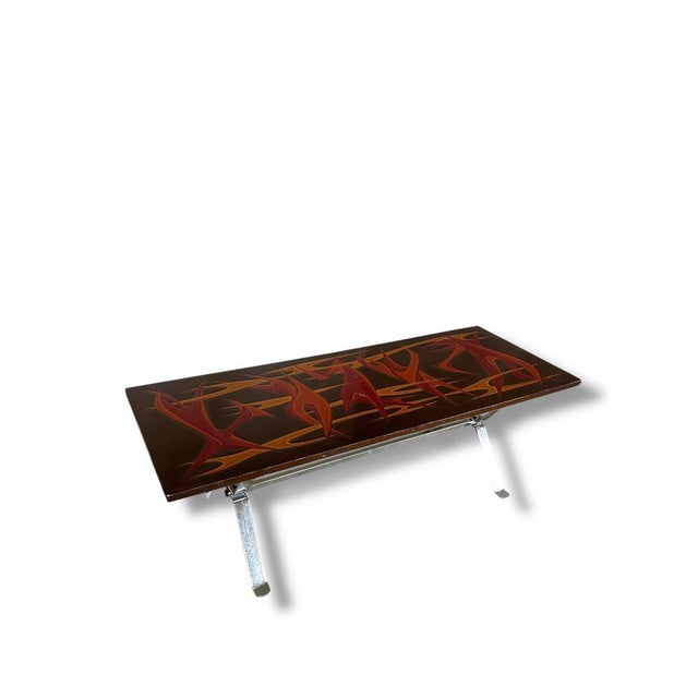Mid-Century Modern Coffee Table with Chrome Frame For Sale - Image 4 of 7