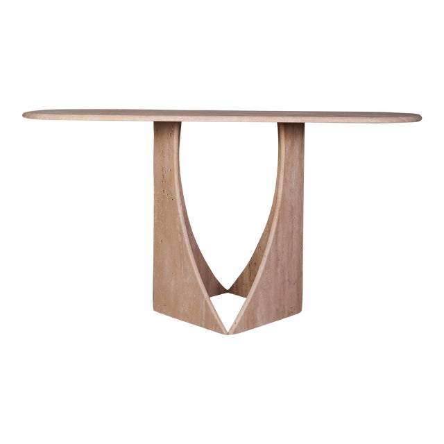 Manchot Travertine Console Table For Sale