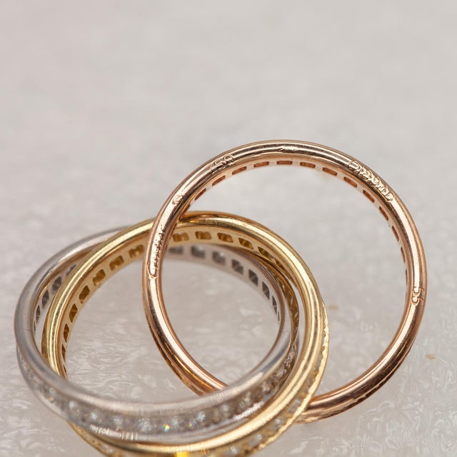 1990s Cartier 18k Diamond Trinity Rolling Ring, Size 7.25 For Sale - Image 10 of 10