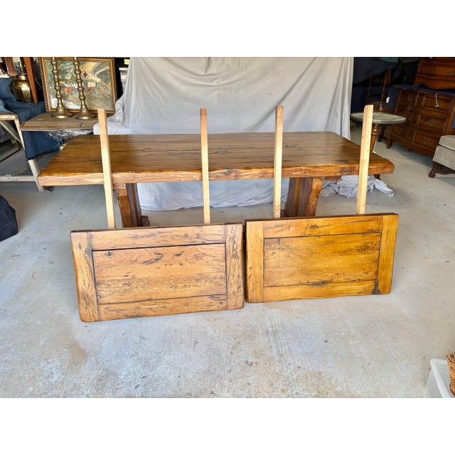 Early 20th Century French Walnut Trestle Refectory Monastery Dining Table For Sale - Image 10 of 13