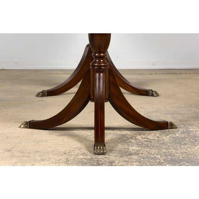 Mid-Century English Georgian Style Mahogany Double Pedestal Extendable Dining Table For Sale - Image 13 of 17