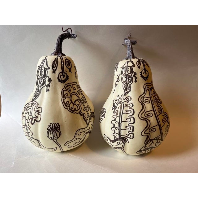 Hand Painted Faux Gourds a Pair For Sale - Image 6 of 7