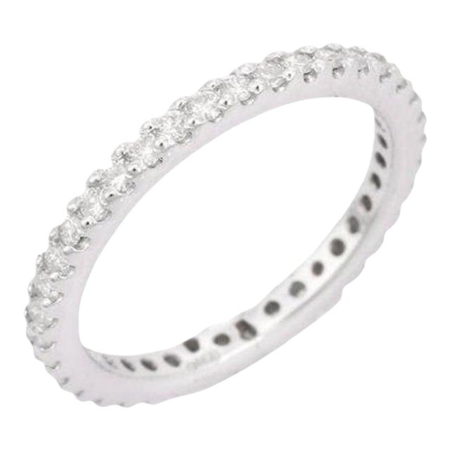 18kt Solid White Gold Stackable Diamond Eternity Engagement Band Size 10.5 For Sale