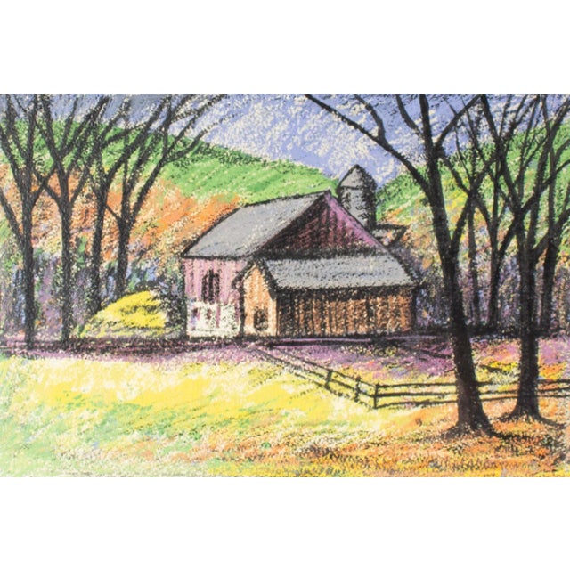 A 1955 limited edition print by artist G. Lepple. Titled "Autumn Day," this print depicts a barn on an autumn day...