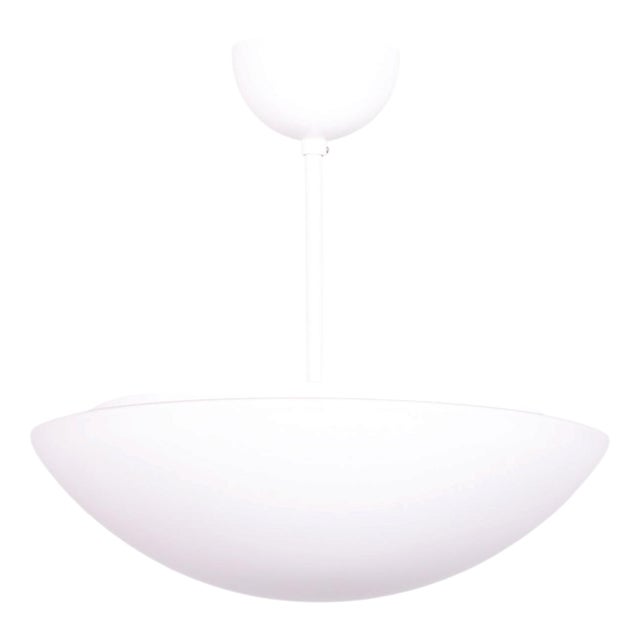Mid-Century Chandelier in Lacquered Metal and Opal Glass, Czech, 1960s For Sale