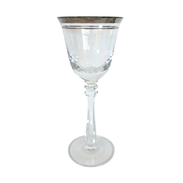 Mikasa Vintage Mikasa Silver Mist 57618 Cordial Glasses Platinum Rim Set of 8, 1979-87 For Sale - Image 4 of 15