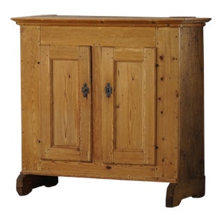 Antique Danish Wabi-Sabi Pine Cabinet with Paneled Doors, Late 18th Century For Sale