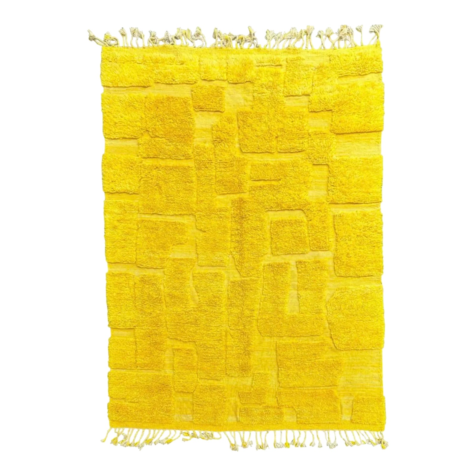 Modern Wool Rug in Yellow Pattern | Chairish
