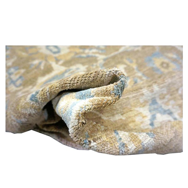 Persian Sultanabad Wool 10 x 20 Taupe, Ivory & Light Blue Handmade Gallery Area Rug #1141324 For Sale - Image 14 of 18