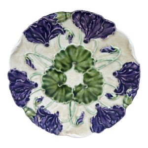 Majolica Cyclamens Plate Schultz Cilli, Circa 1900