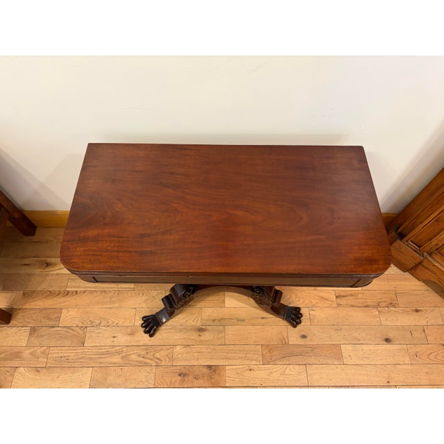 Mid 19th Century Hand Carved Mahogany Empire Dragon Claw Foot Game Table For Sale - Image 4 of 12