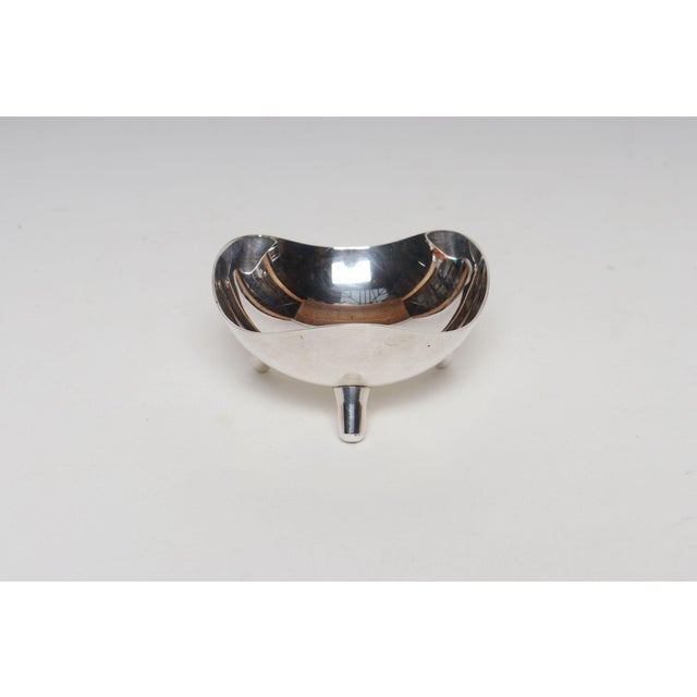 Danish Modern sliver-plated vide poche/trinket bowl/jewelry dish by Hans Jensen, ca. 1950s. Elegant, sculptural form with...