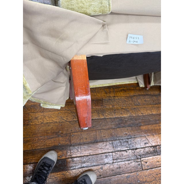 Skirted Club Chairs by Southwood in Chartreuse Chenille - A Pair For Sale - Image 11 of 11