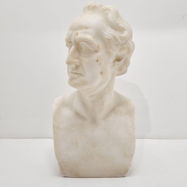 Alabaster Bust of Goethe in the style of Rauch For Sale - Image 6 of 15