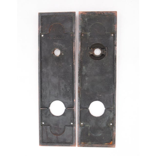 Bronze Vintage Bronze Fluted Oval Entry Door Knob Set For Sale - Image 8 of 9