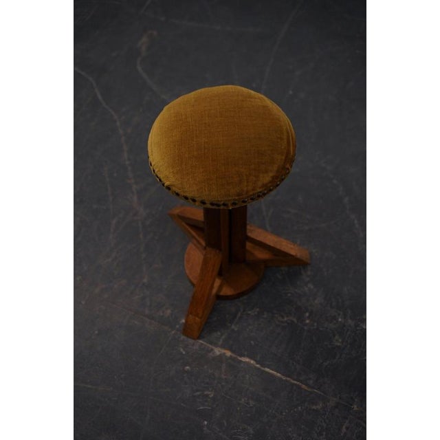 Brown Vintage Architectural Stool, 1930s For Sale - Image 8 of 12