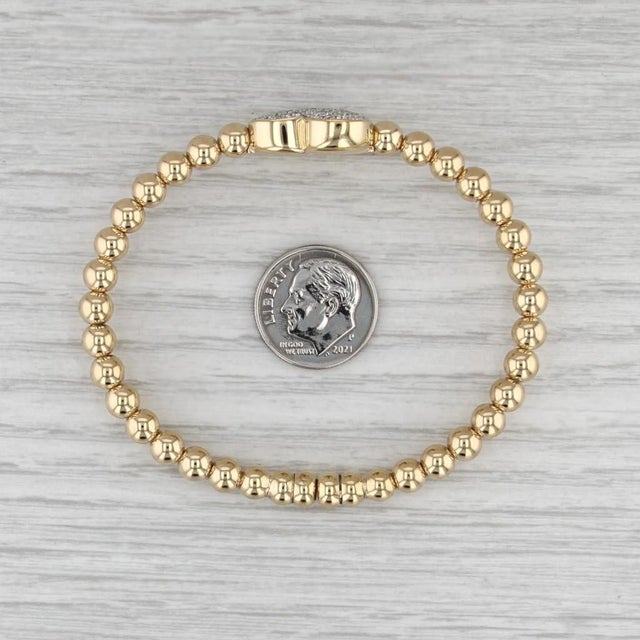 Metal Tirisi 1.01ctw Pave Diamond Heart Bead Bangle Bracelet 18k Gold Magnetic Clasp For Sale - Image 7 of 7