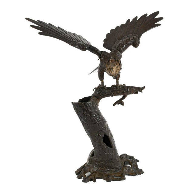 Oversized Bronze Eagle Sculptural Group on Tree Form – Monumental Wildlife Sculpture For Sale - Image 13 of 15