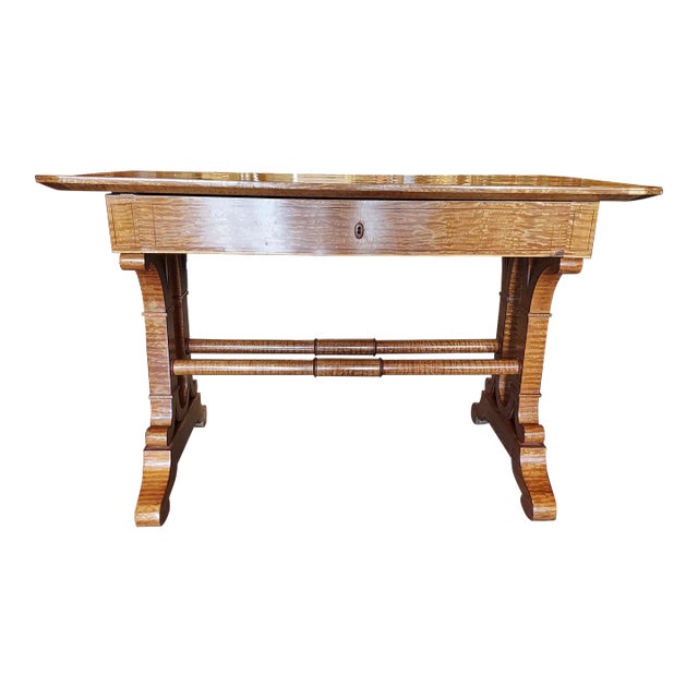 1940s Austrian Beidermeier One Drawer Desk With Tamo Wood For Sale