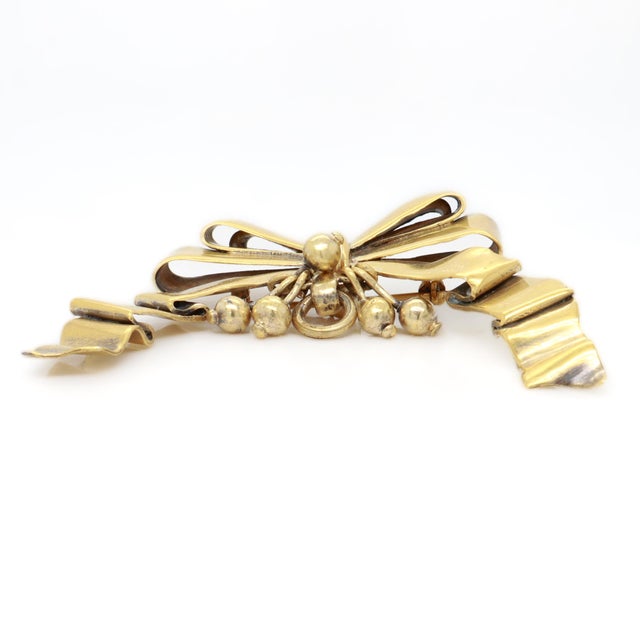 Gold Antique William Spratling Mexican Gilt Sterling Silver Bow or Ribbon Brooch For Sale - Image 8 of 11