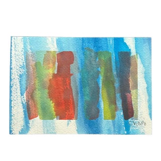 “Studio Blues” Signed Original Watercolor Abstract Painting by Chani MacKay For Sale