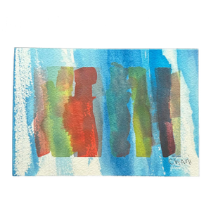 “Studio Blues” Signed Original Watercolor Abstract Painting by Chani MacKay