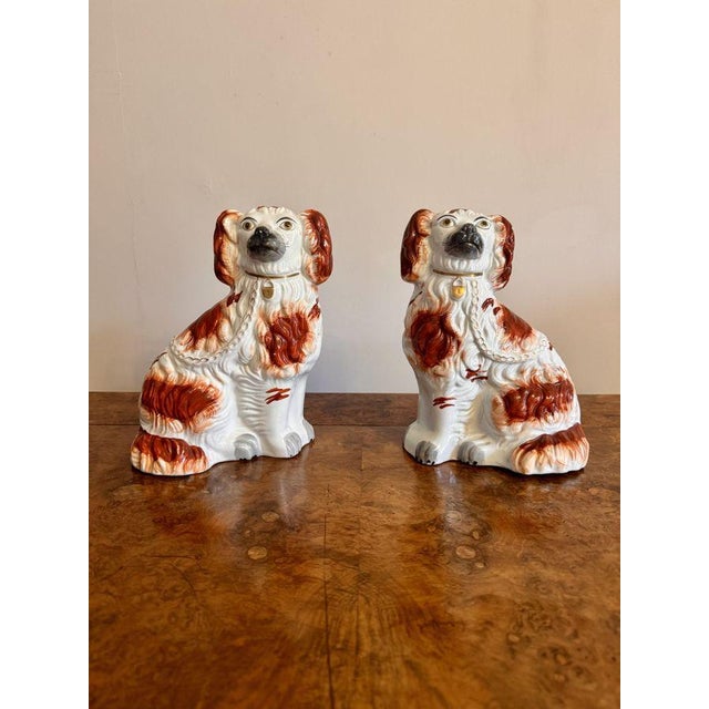 Ceramic Antique Victorian Staffordshire Dogs, 1880, Set of 2 For Sale - Image 7 of 7