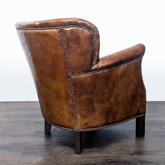 Restoration Hardware Restoration Hardware Professor Leather Lounge Chair For Sale - Image 4 of 11