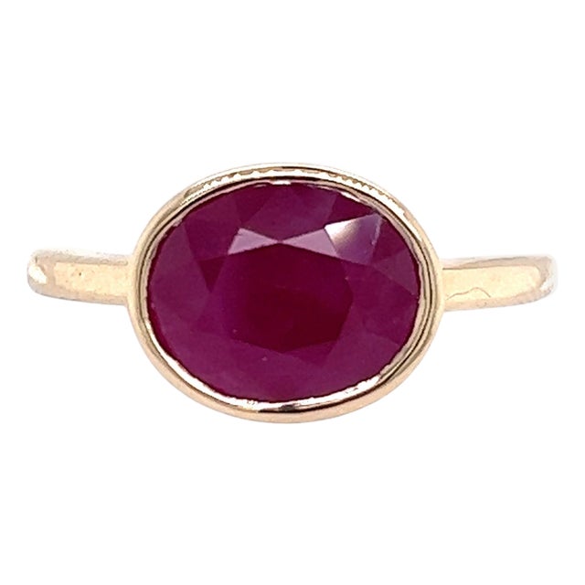 Natural Ruby Ring 6.5 14k Yellow Gold 4.51 TCW Certified For Sale