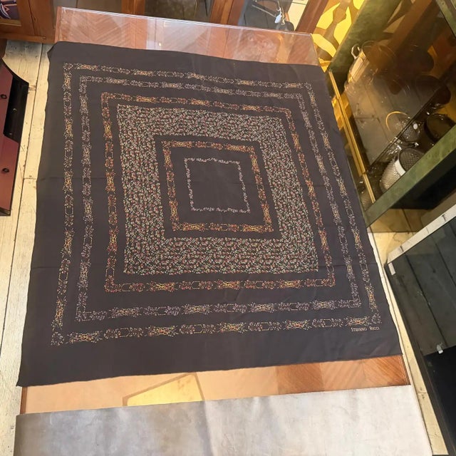 1990s 1990s Baroque Symmetrical Pattern Chocolate Brown Silk Scarf by Stefano Ricci For Sale - Image 5 of 17