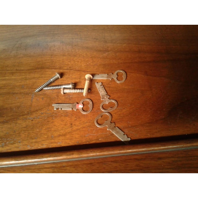 Antique 2 Piece Walnut S Curve Roll Top Desk With Bookcase Top Secret Compartment 1920s For Sale - Image 9 of 12