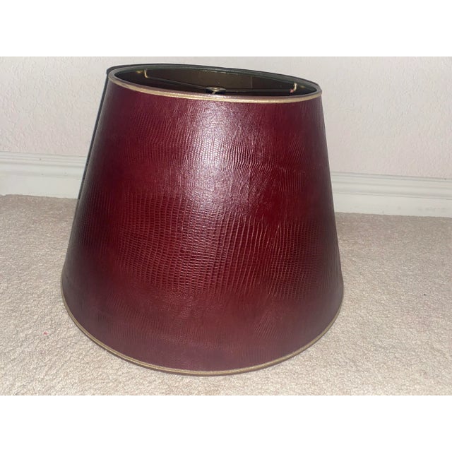 Vintage Stiffel Burgundy Leather Lamp Shade "Mint" Condition For Sale - Image 10 of 12