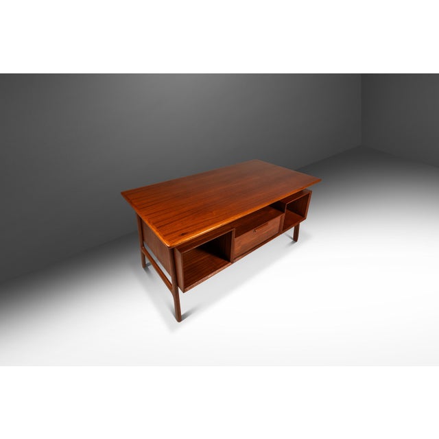 Danish Mid-Century Modern Model 75 Teak Writing Desk Attributed to Gunni Omann for Omann Jun Møbelfabrik, Denmark, C. 1960s For Sale In Orlando - Image 6 of 17