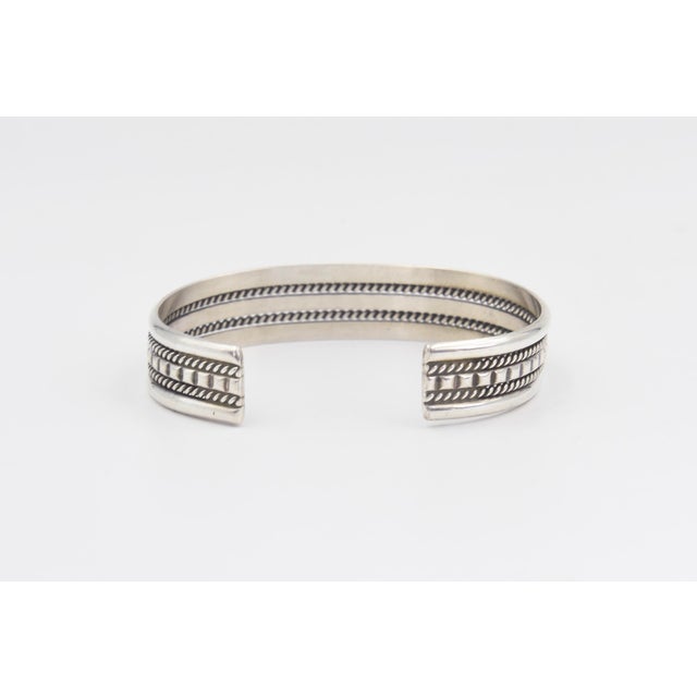 Metal Tahe Navajo Native American Sterling Silver Cuff Bracelet For Sale - Image 7 of 11