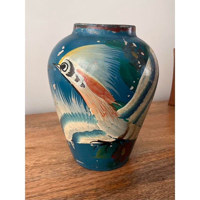 1930s Mexican Hand-Painted Tonala Vase For Sale - Image 4 of 12