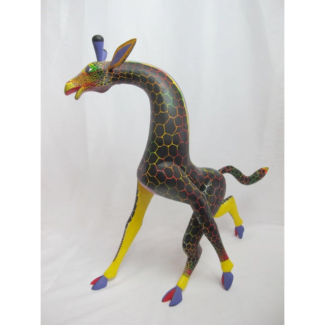 Wonderful hand-carved and hand-painted Oaxacan Alebrije folk art sculptural figure. Large whimsical giraffe sculpture...