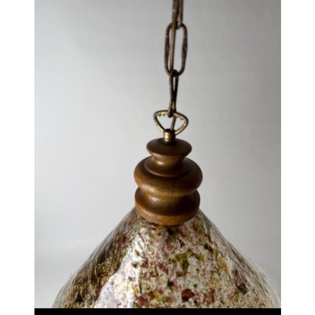 Cone-Shaped Hanging Lamp in Murano Glass and Oak, 1970s For Sale - Image 4 of 18