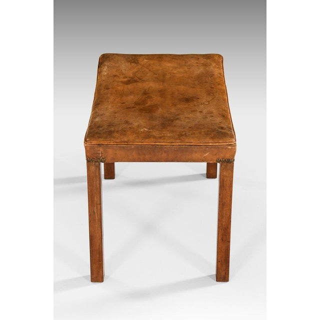 1940s Stool in Mahogany, Leather and Brass from Frits Henningsen, 1940s For Sale - Image 5 of 6