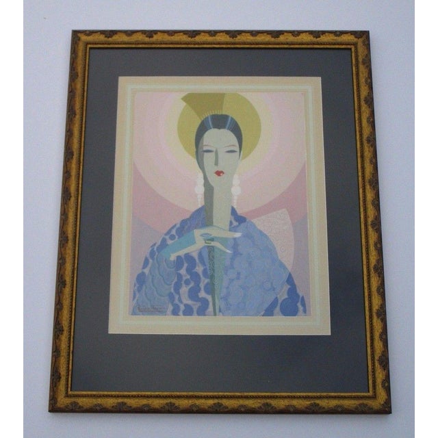 Antique Glamour Painting Portrait Art Deco Cubism Roy Dennis Fox 1930 S Modern