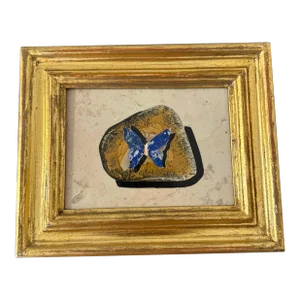Vintage Italian Pietra Dura Butterfly Plaque