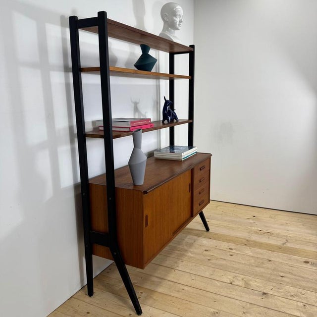 Vintage Danish Teak Bookcase, 1960 For Sale - Image 4 of 12
