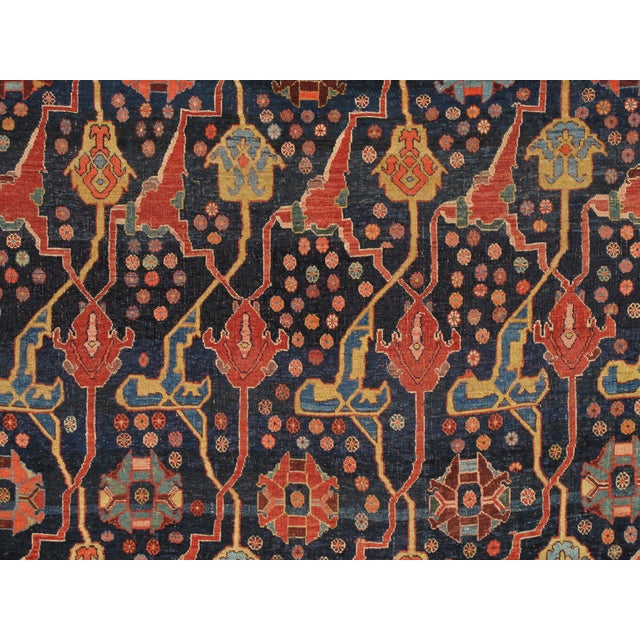 Antique Bijar Carpet Oriental Carpet, Handmade, Navy, Red, Light Blue and Green For Sale - Image 11 of 18