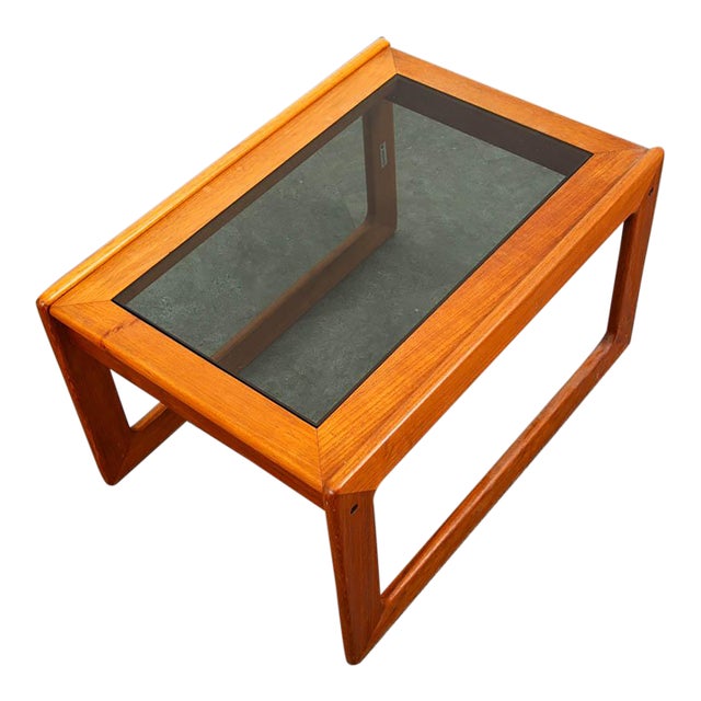 Mid Century Danish Modern End Table Teak Glass Side Nightstands Komfort MCM For Sale