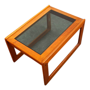 Mid Century Danish Modern End Table Teak Glass Side Nightstands Komfort MCM