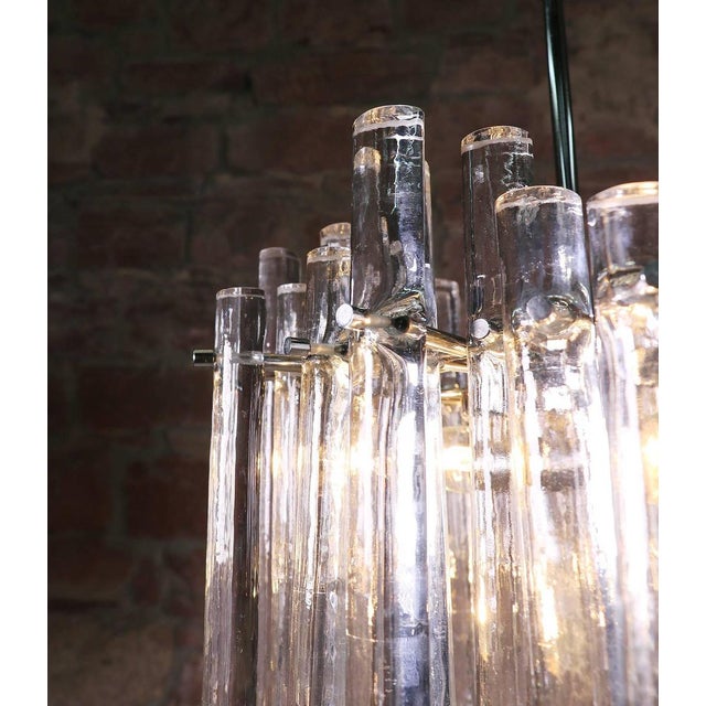 Glass Chandelier with Iced Crystal Rods & Chrome from Kinkeldey, 1960s, Germany For Sale - Image 7 of 11