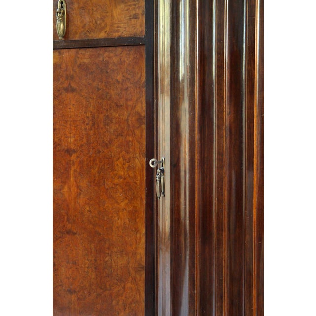 Brown French Art Deco Credenza in Burl Walnut and Verde Antico Marble, 1930s For Sale - Image 8 of 10