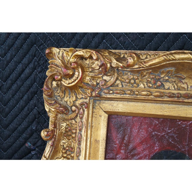 Vintage Baroque Style Reclining Female Nude Oil Painting Divan Cherub Framed 38" For Sale - Image 6 of 12