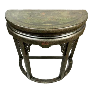 Chinese Chinoiserie Demilune Table
