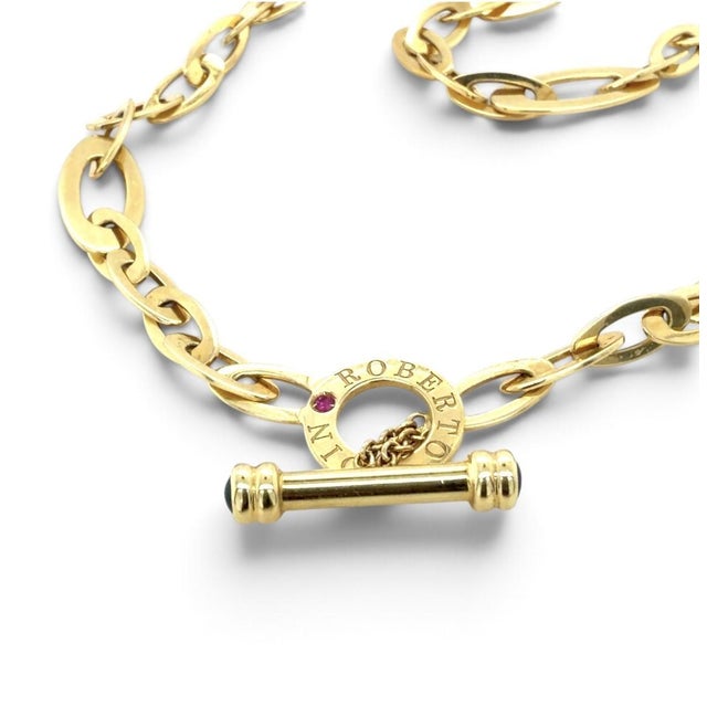 Early 21st Century Roberto Coin, Yellow Gold Oval Link Toggle Necklace, 18k For Sale - Image 5 of 7