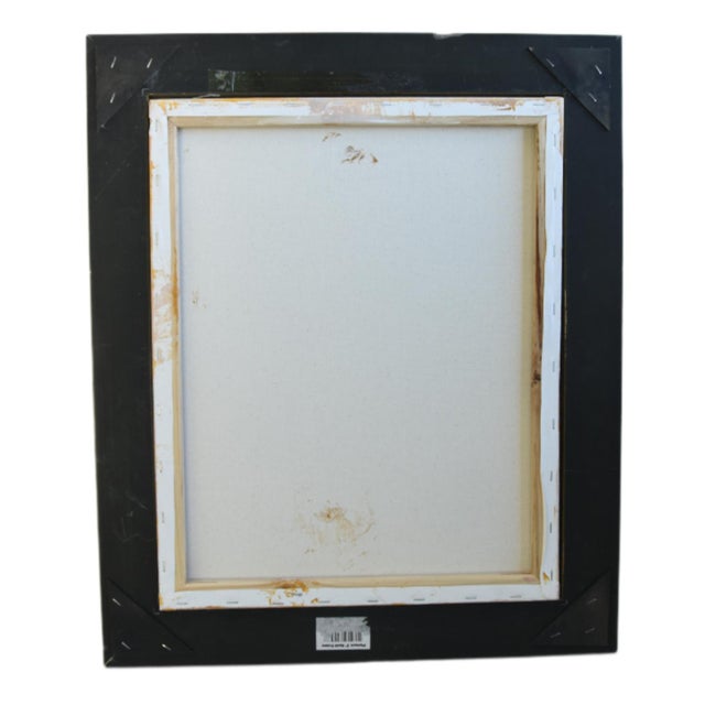 Folk Art Navy Blue Chicken Hen Rooster Painting Ruth Arenz Including the Antiqued Gold Wood Frame For Sale - Image 4 of 5